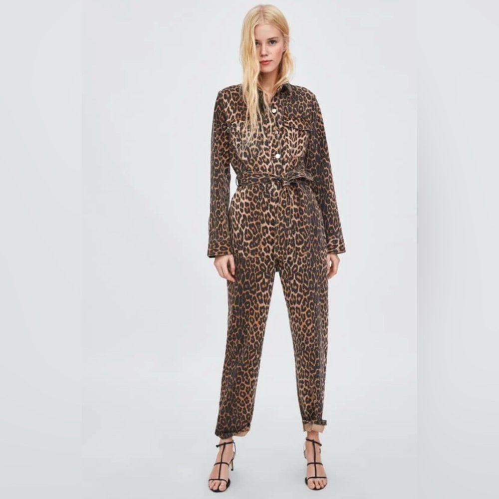 Zara Brown Leopard Jumpsuit